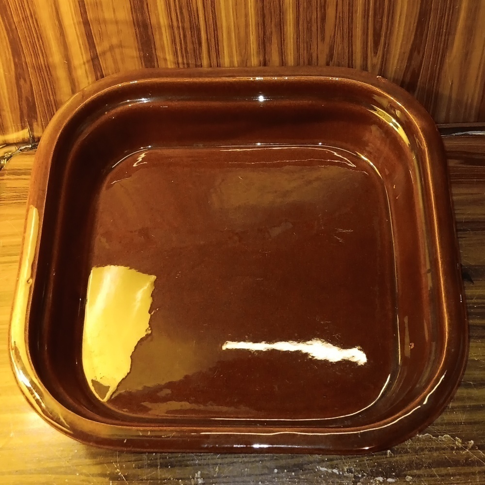 Vintage mcm made in USA 🇺🇸 brown pottery baking pan